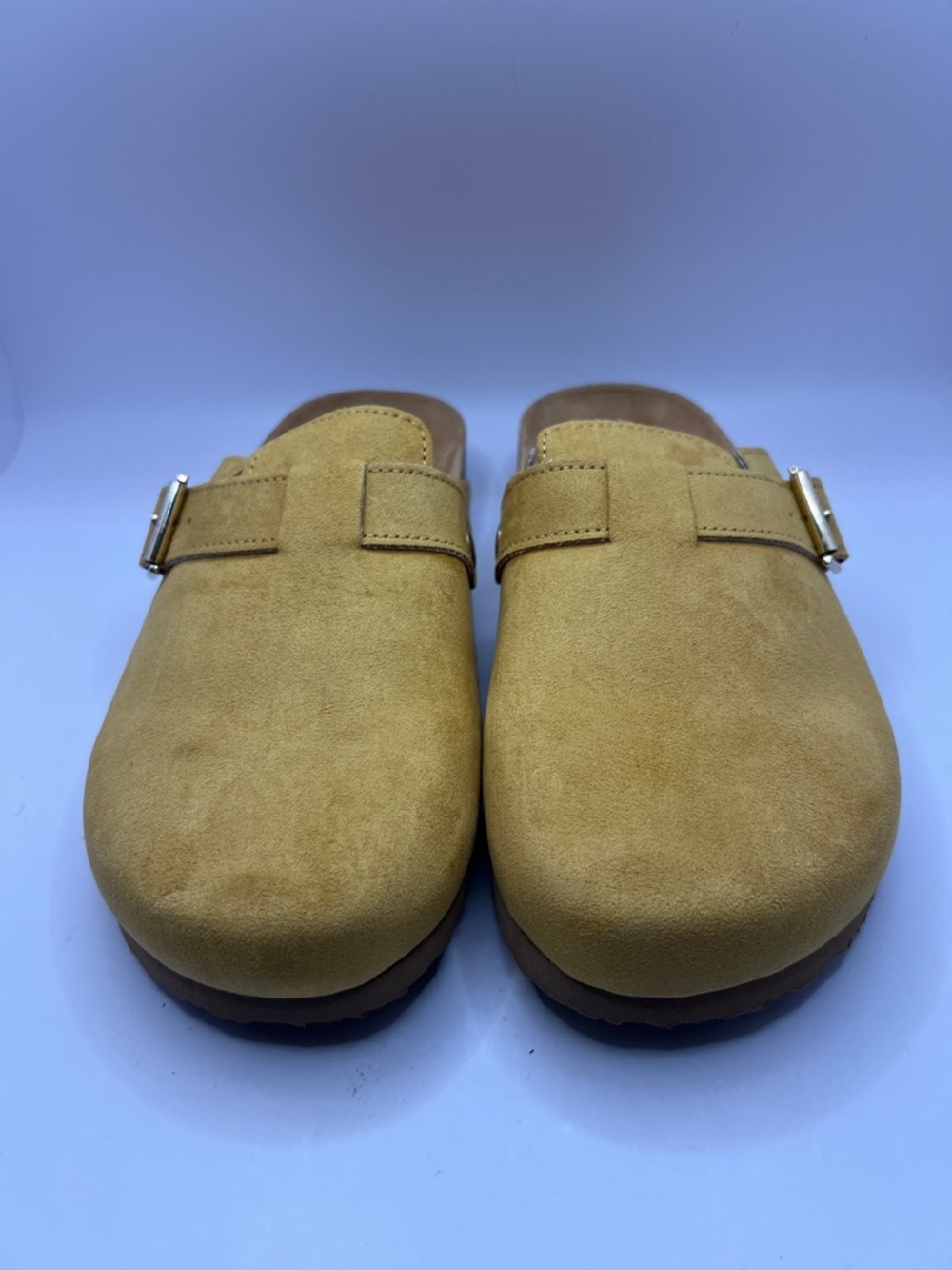 Sun + Stone Yellow Suede Slip-On Clog Mules